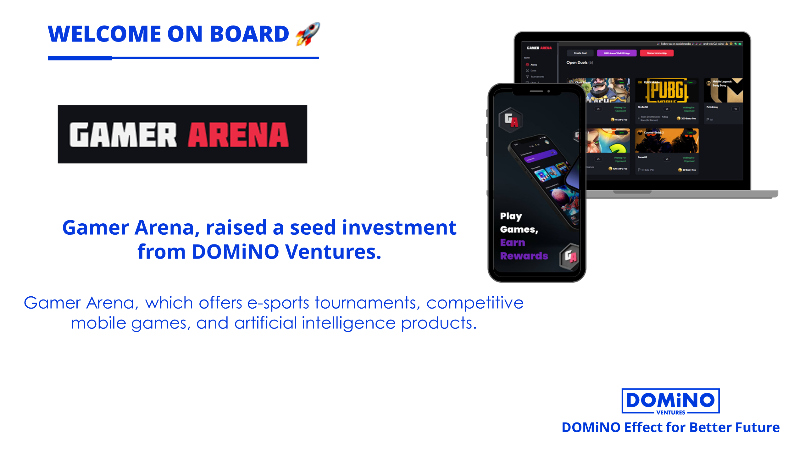 Competitive gaming platform Gamer Arena has received investment from DOMiNO Ventures.