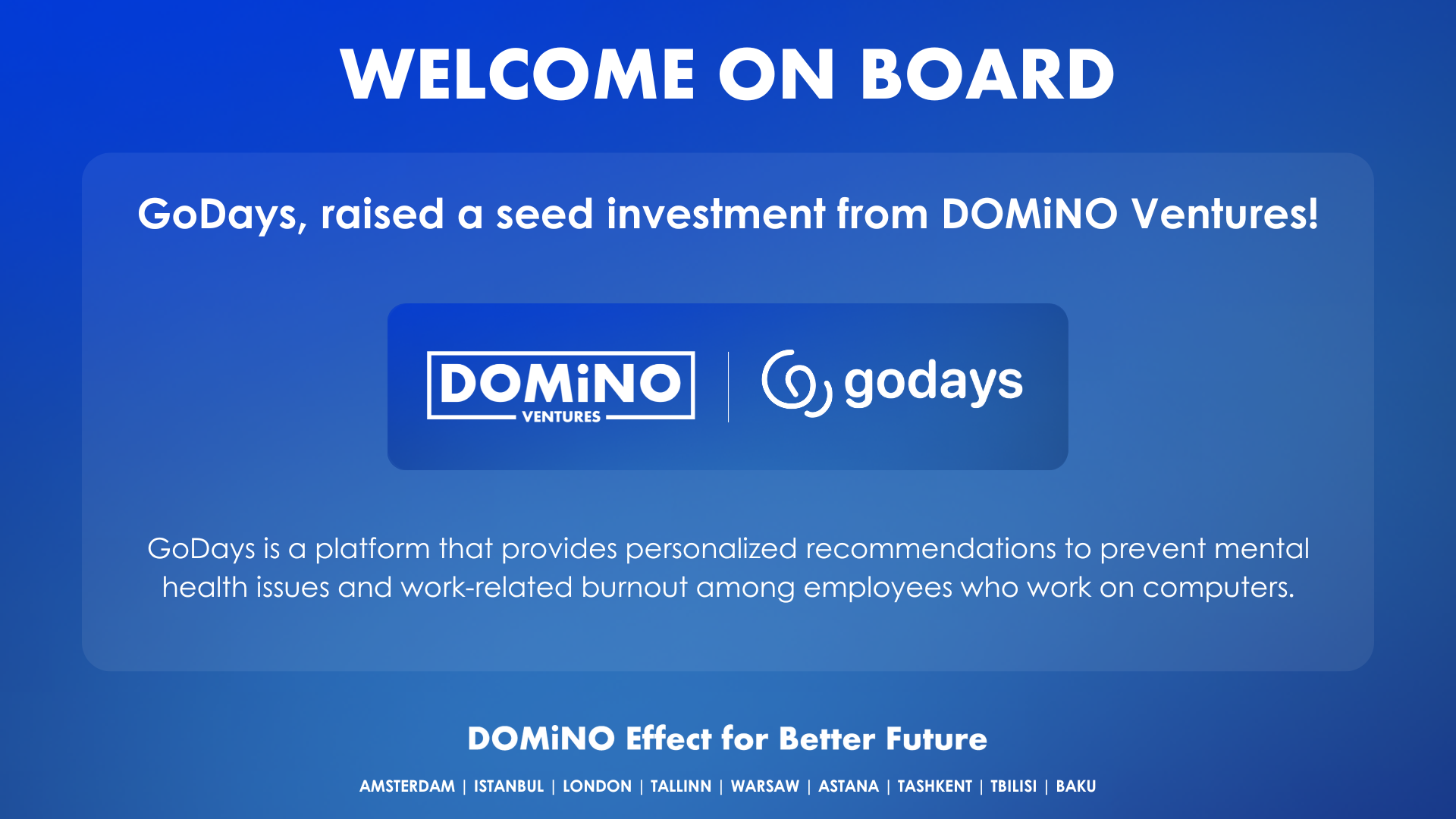 DOMiNO Ventures has made its first investment in Central Asia to an AI startup GoDays.